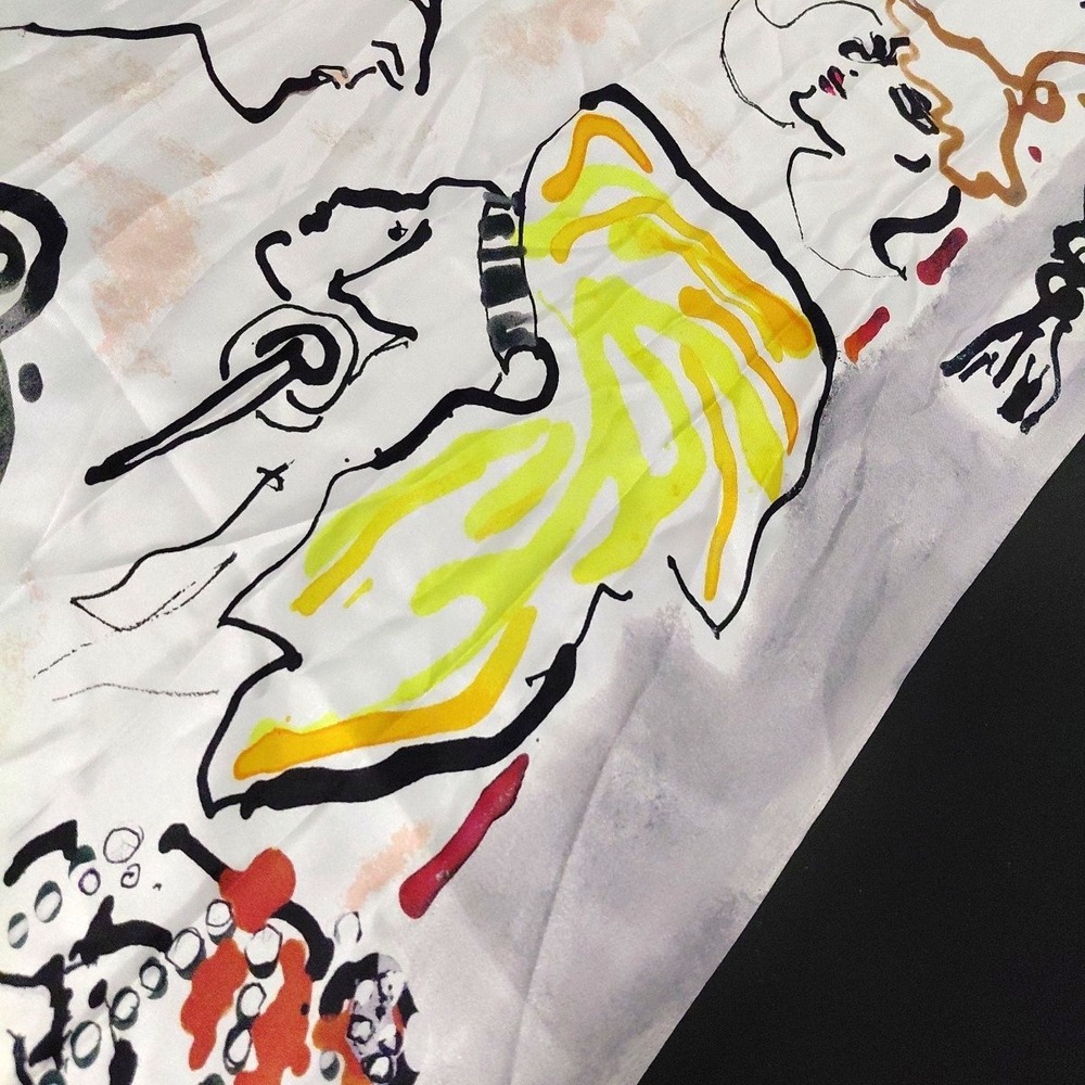 2019 Talbot Breast Cancer Gladys Perint Palmer Silk Scarf RARE Silk Modern Art - Picture 6 of 10